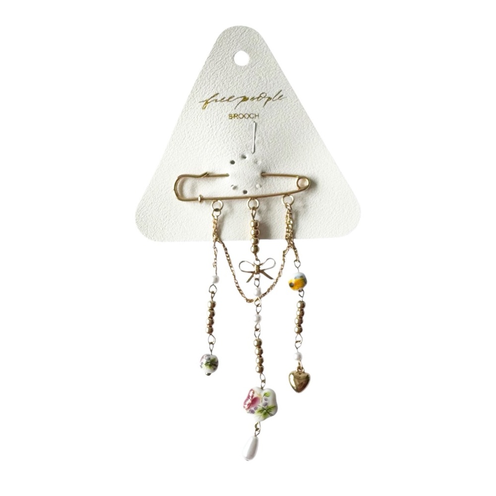 Free People Happy Daze Brooch in Gold/Pink | NWT - Picture 3 of 5